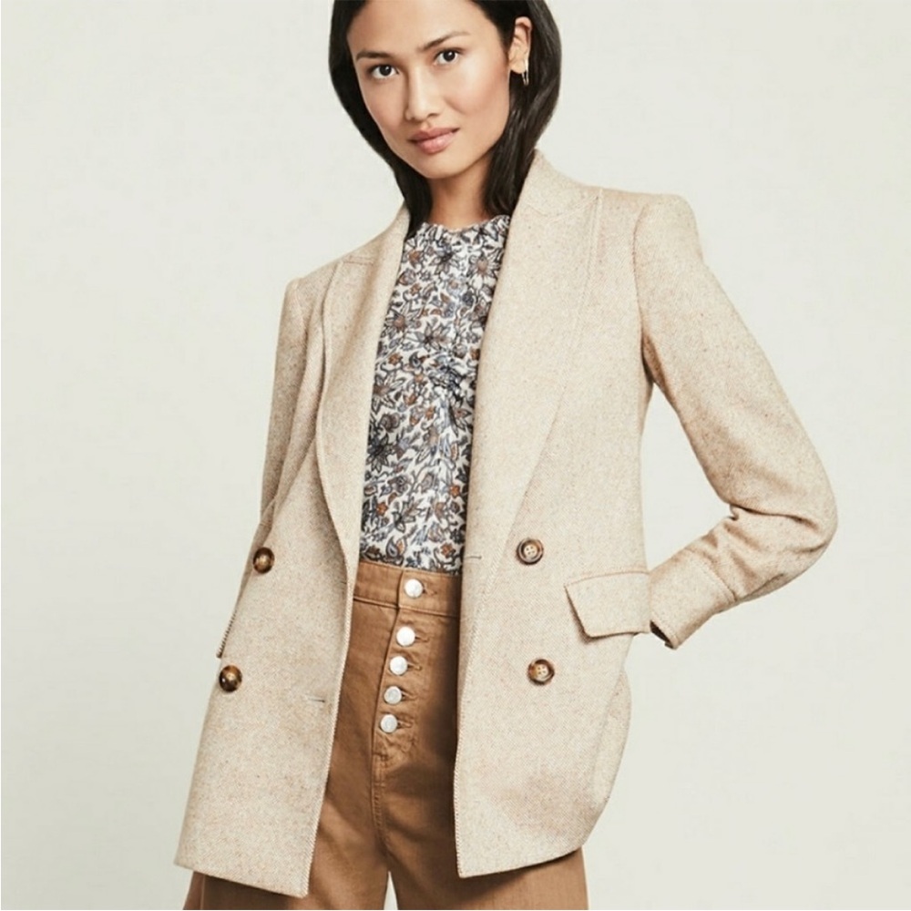 NEW NWT Veronica Beard Pyle Double Breasted Dickey Blazer Jacket In Camel